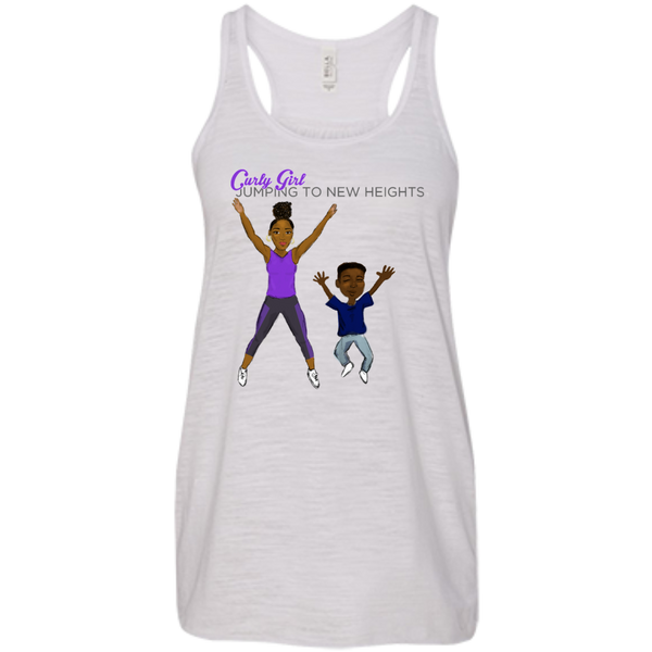 Jumping to New Heights Women's Flowy Racerback Tank Top - Curly Girl Fitness