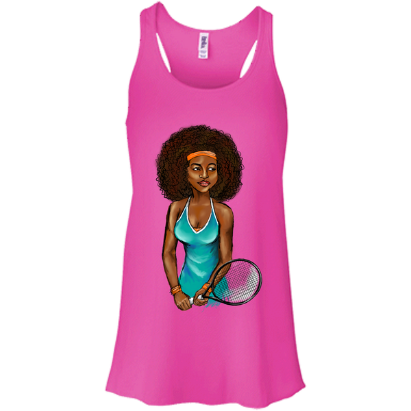 Ladies Tennis T-Shirt Flowy Racerback Tank Top - Curly Girl Fitness