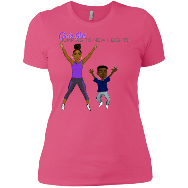 Jumping to New Heights Women's Gym T-Shirt - Curly Girl Fitness