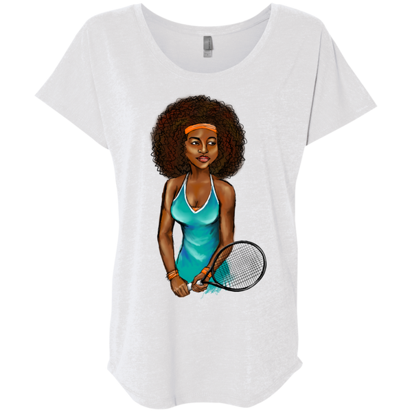 Womens Flowy Tennis Dolman Short Sleeve T-Shirt - Curly Girl Fitness