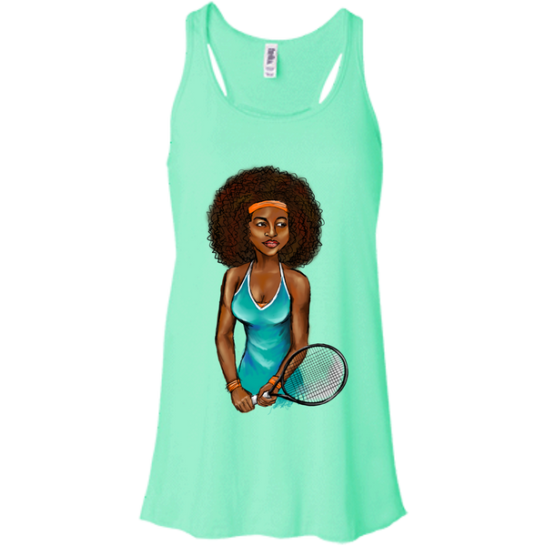 Ladies Tennis T-Shirt Flowy Racerback Tank Top - Curly Girl Fitness
